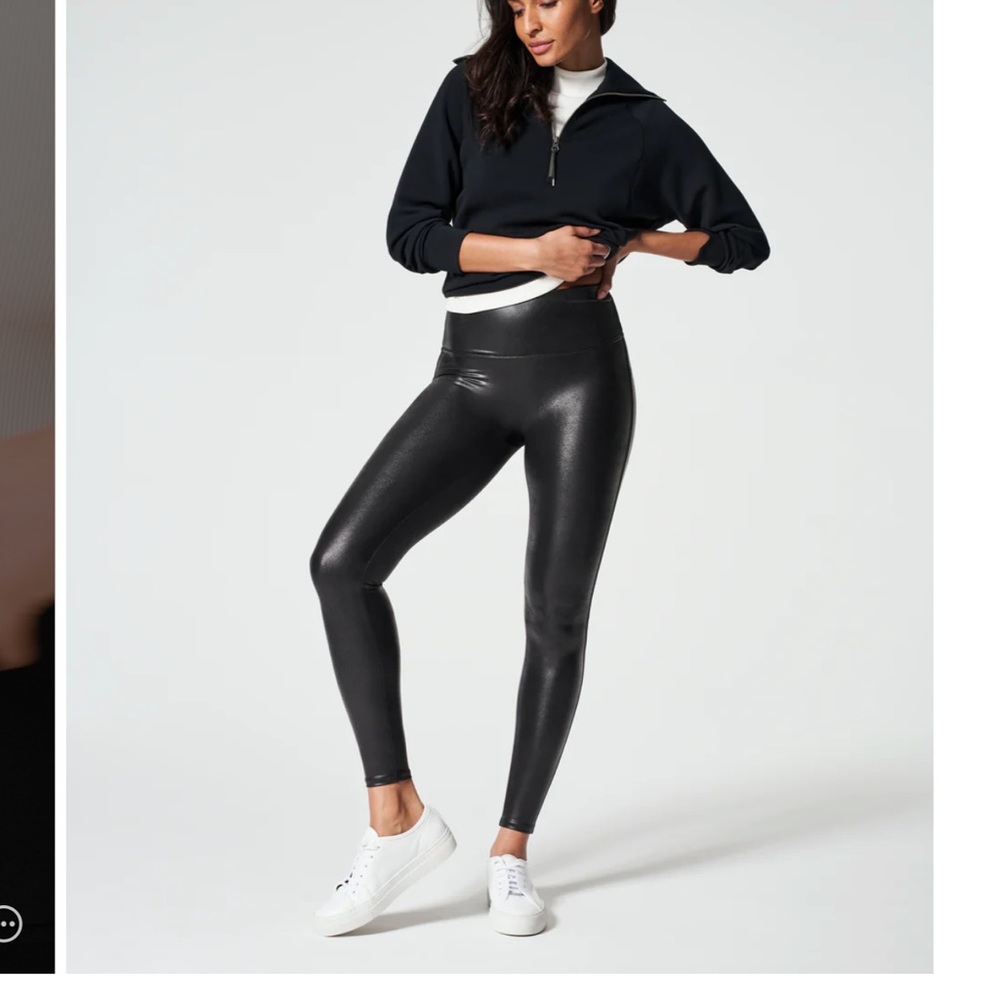Spanx faux leather leggings, black